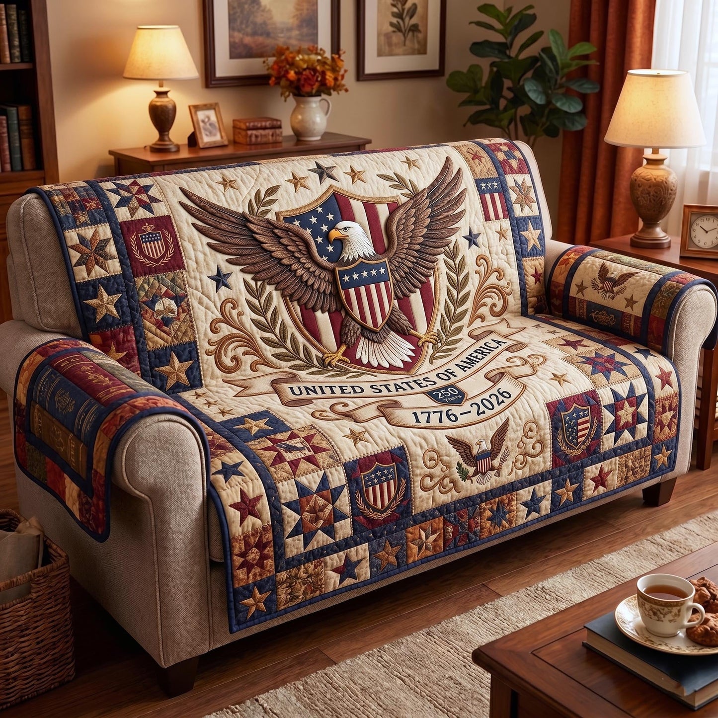 Heritage Patch Quilted Sofa Cover GFTOMA11374