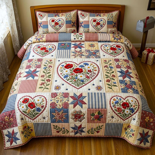 Poppy Bloom 3-Piece Quilted Bedding Set GFTOMA11377