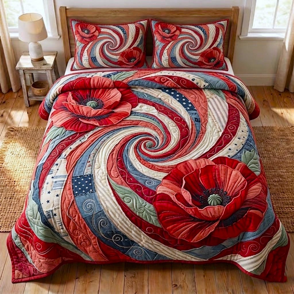 Poppy Blossom 3-Piece Quilted Bedding Set GFTOMA11379