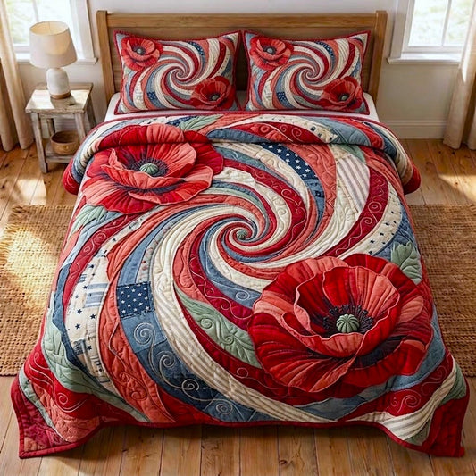 Poppy Blossom 3-Piece Quilted Bedding Set GFTOMA11379