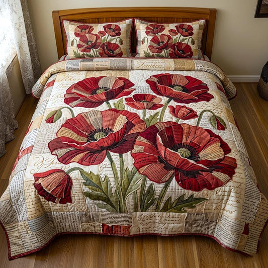 Poppy Elegance 3-Piece Quilted Bedding Set GFTOMA11381