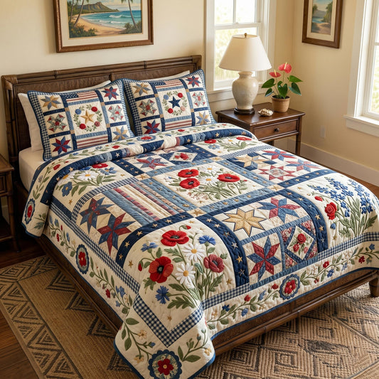 Poppy Bloom 3-Piece Quilted Bedding Set GFTOMA11382