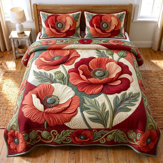 Wild Poppy 3-Piece Quilted Bedding Set GFTOMA11383