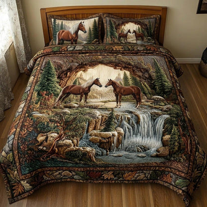 Horse Couple 3-Piece Quilted Bedding Set GFTOMA11407C1