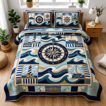 Coastal Tide 3-Piece Quilted Bedding Set GFTOMA11414