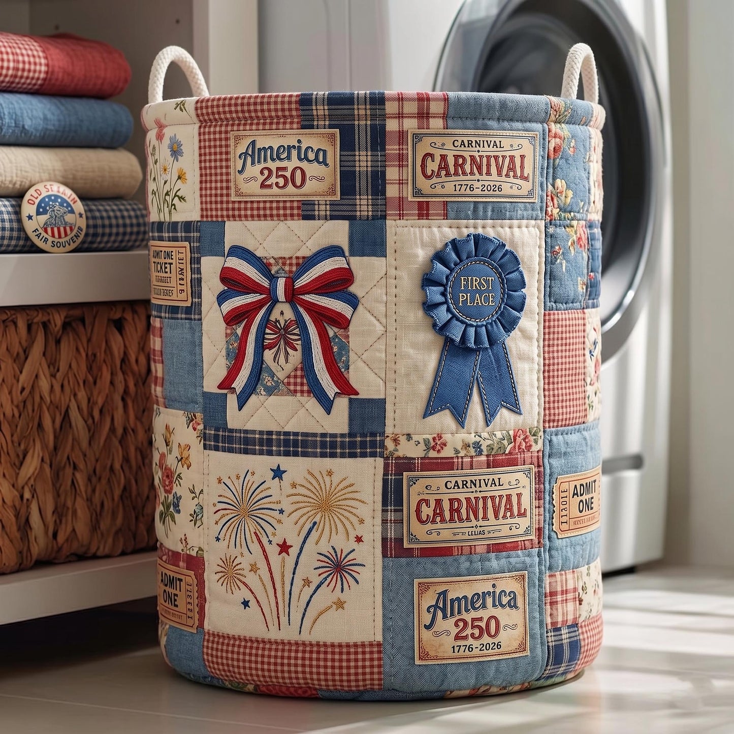 Heritage Patch Quilted Laundry Basket GFTOMA11577