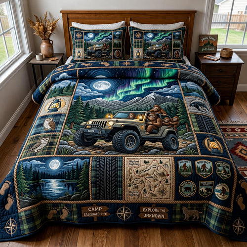 Trail Squatch 3-Piece Quilted Bedding Set GFTOMA11613
