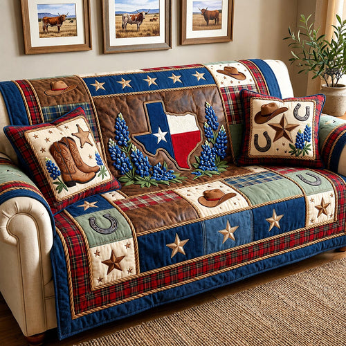 Bluebonnet State Quilted Sofa Cover GFTOMA11710