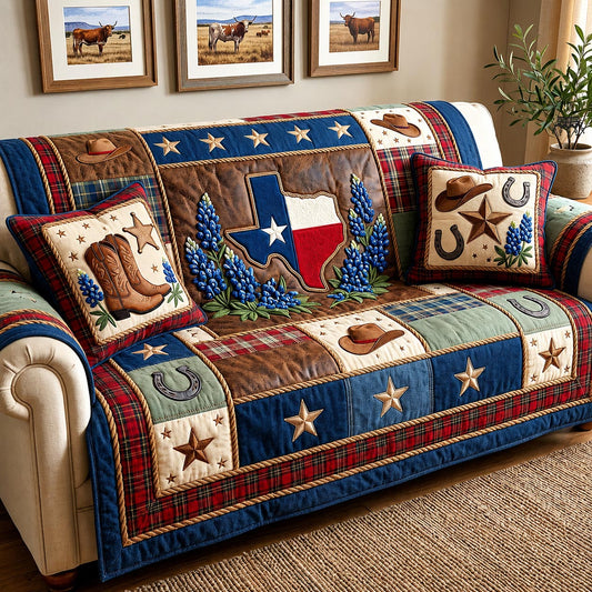 Bluebonnet State Quilted Sofa Cover GFTOMA11710