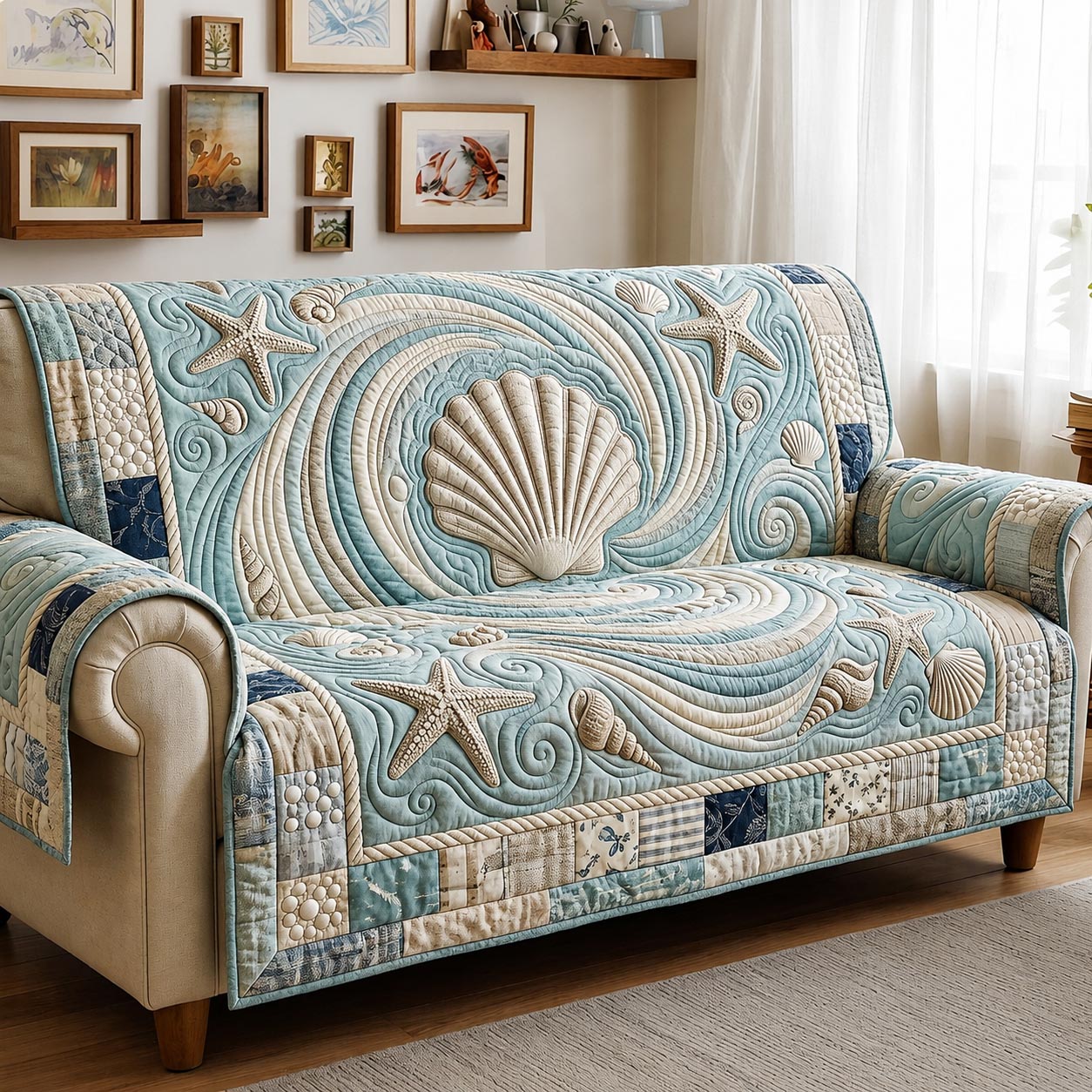 Sea Escape Quilted Sofa Cover GFTOMA11733