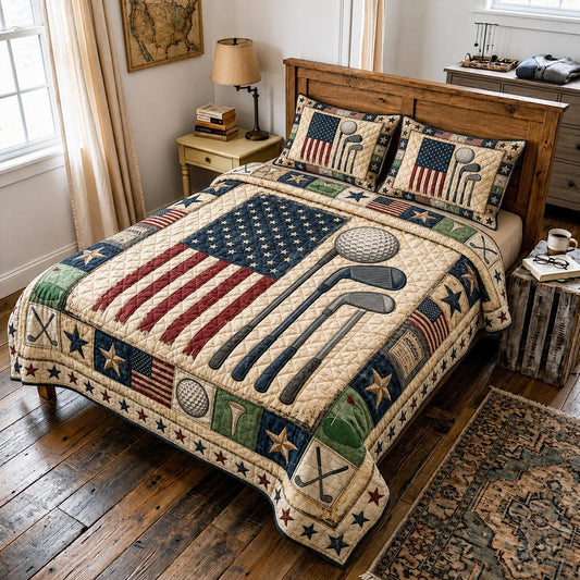 Golf Retreat 3-Piece Quilted Bedding Set GFTOMA11792