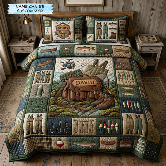 Hooked Life 3-Piece Quilted Bedding Set QTCUZ GFTOMA11825