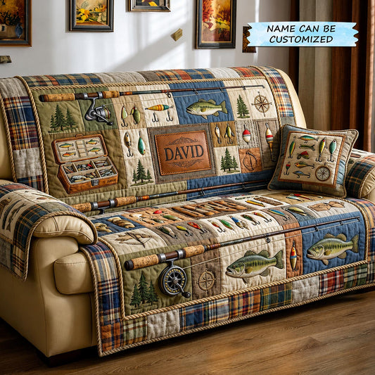 Fishing Retreat Quilted Sofa Cover QTCUZ GFTOMA11829