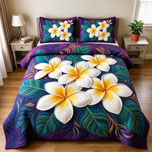 Plumeria Blossom 3-Piece Quilted Bedding Set GFTOMA11888