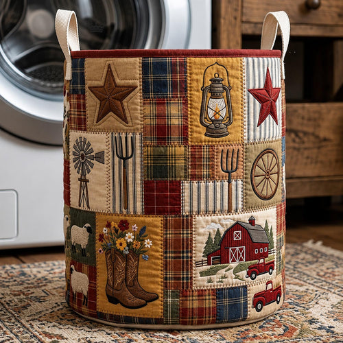 Rustic Charm Quilted Laundry Basket GFTOMA11901