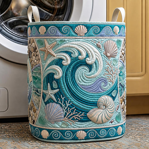Seaside Whisper Quilted Laundry Basket GFTOMA11927