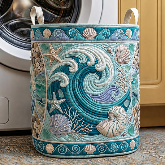 Seaside Whisper Quilted Laundry Basket GFTOMA11927