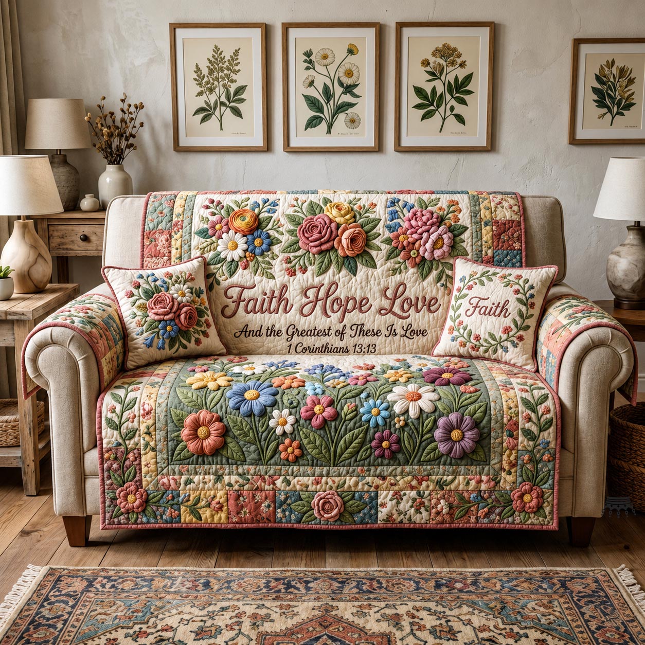 Grace Bloom Quilted Sofa Cover GFTOMA12052