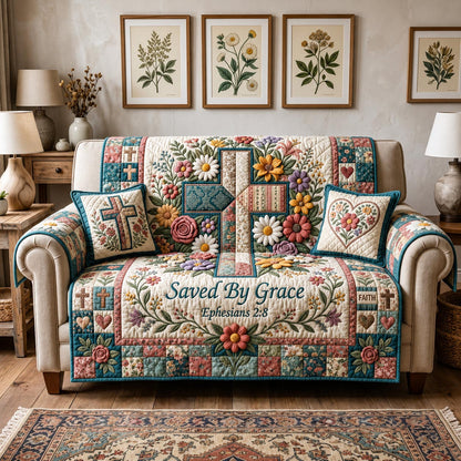 Blooming Faith Quilted Sofa Cover GFTOMA12056