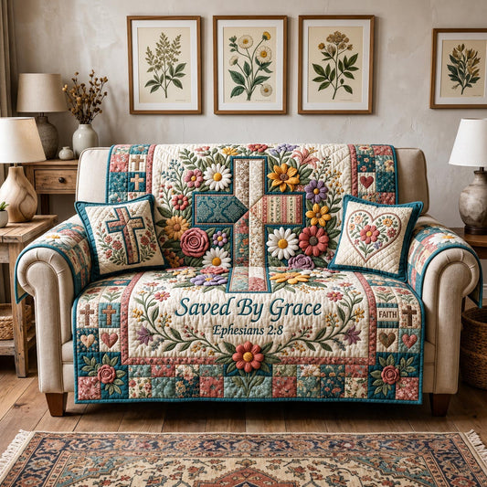 Blooming Faith Quilted Sofa Cover GFTOMA12056