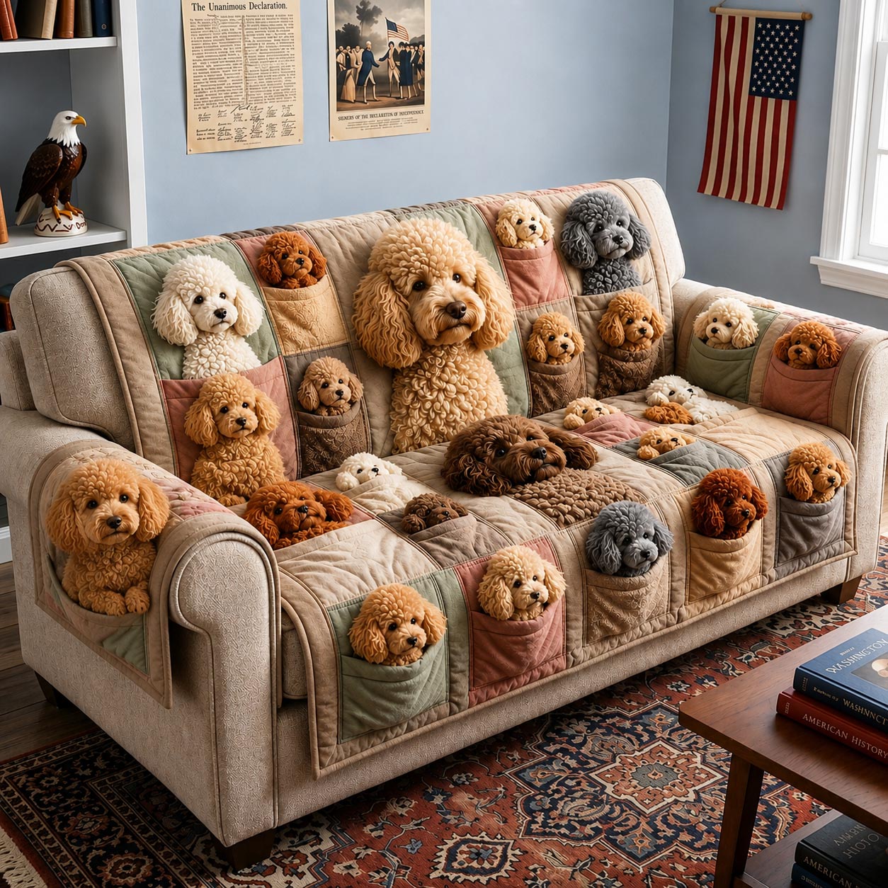 Poodle Love Quilted Sofa Cover GFTOMA12057