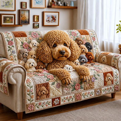 Poodle Bliss Quilted Sofa Cover GFTOMA12058
