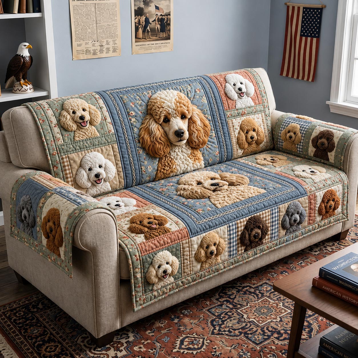 Poodle Charm Quilted Sofa Cover GFTOMA12060