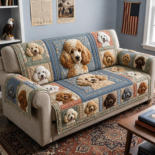Poodle Charm Quilted Sofa Cover GFTOMA12060