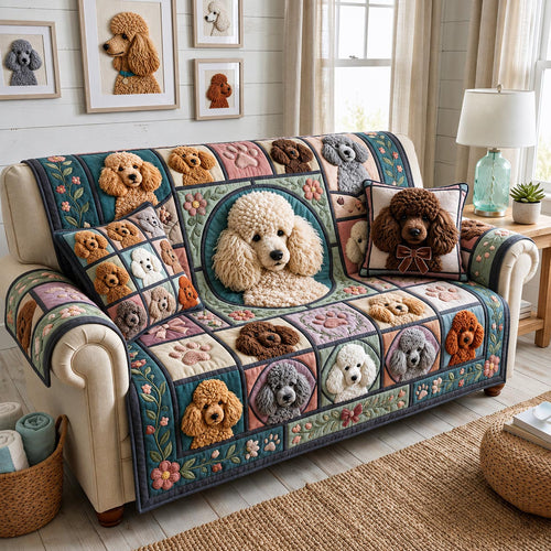 Poodle Dreams Quilted Sofa Cover GFTOMA12061