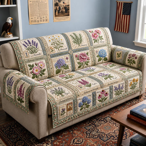 Patchwork Story Quilted Sofa Cover GFTOMA12147