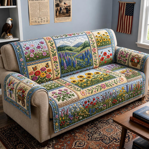Patchwork Story Quilted Sofa Cover GFTOMA12148