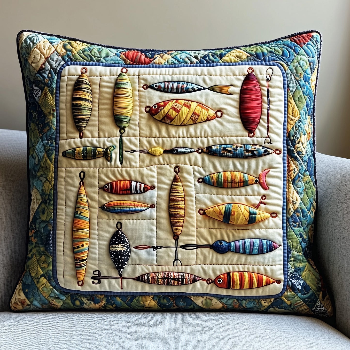 Fishing Delights Quilted Pillow Case GFTOMA1226