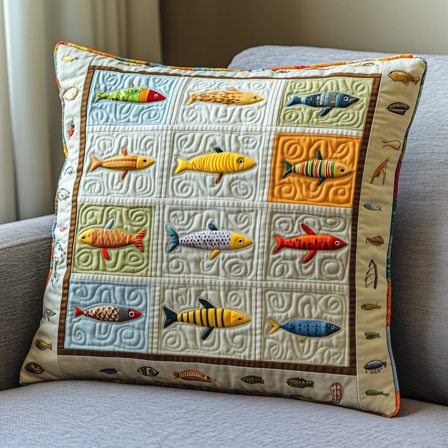 Fishing Delights Quilted Pillow Case GFTOMA1229
