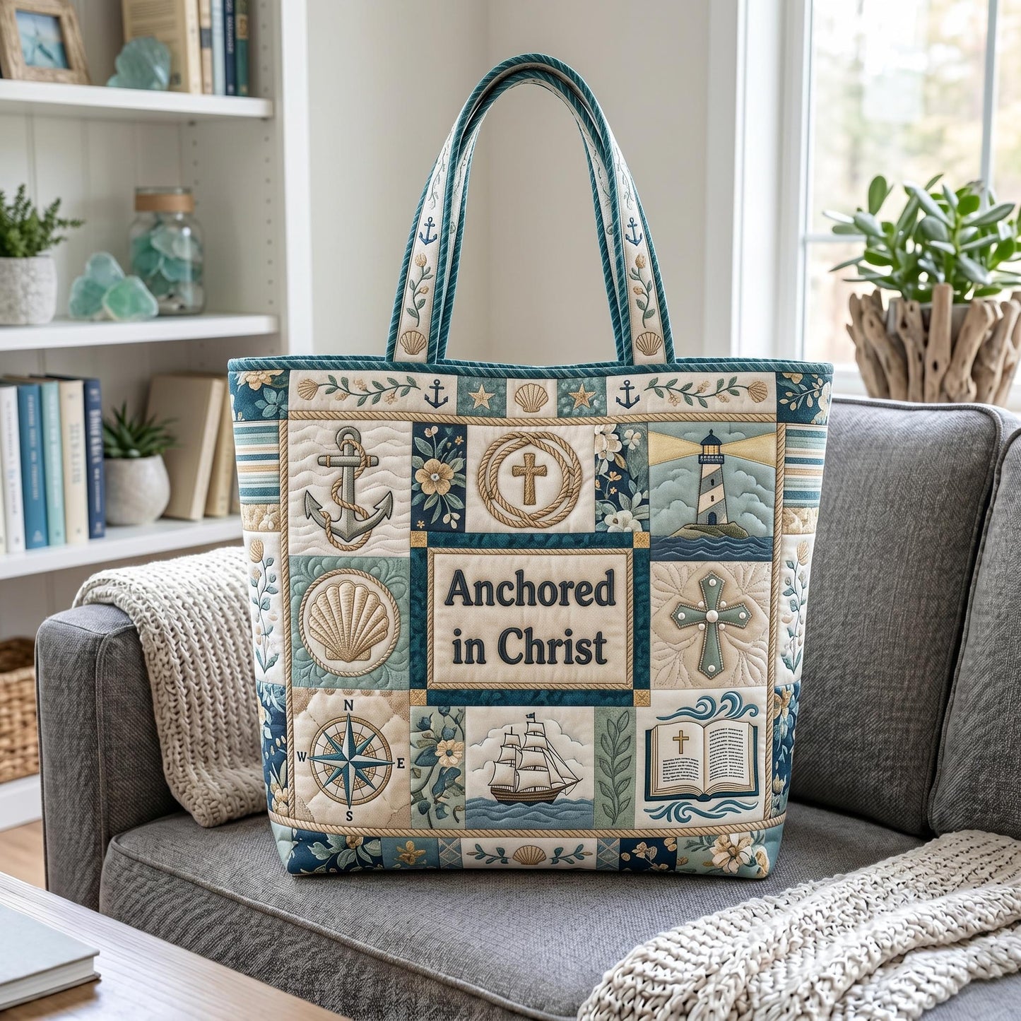 Coastal Faith Quilted Tote Bag GFTOMA12313