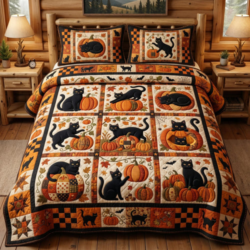 Autumn Whiskers 3-Piece Quilted Bedding Set GFTOMA12347