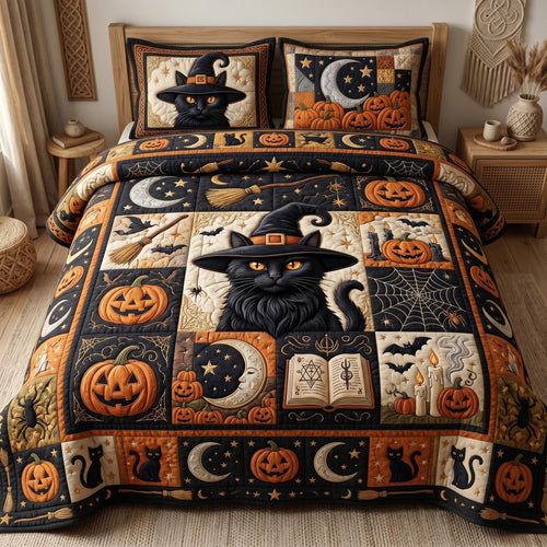 Pumpkin Magic 3-Piece Quilted Bedding Set GFTOMA12352