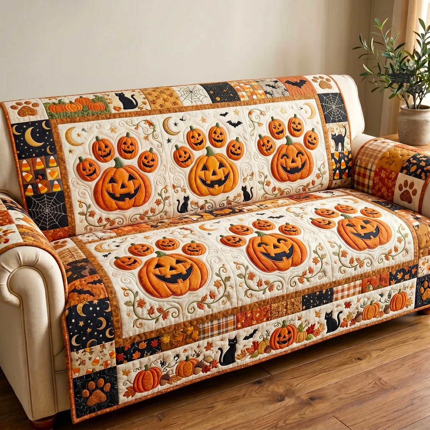 Pumpkin Harvest Quilted Sofa Cover GFTOMA12353