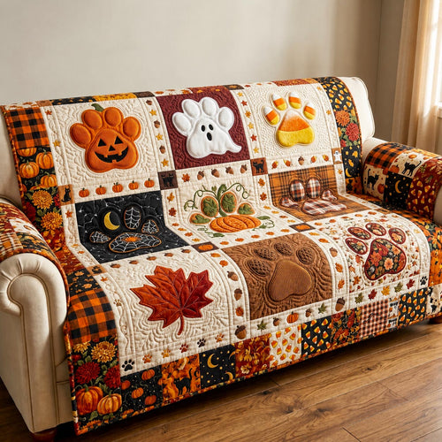 Pumpkin Paws Quilted Sofa Cover GFTOMA12354