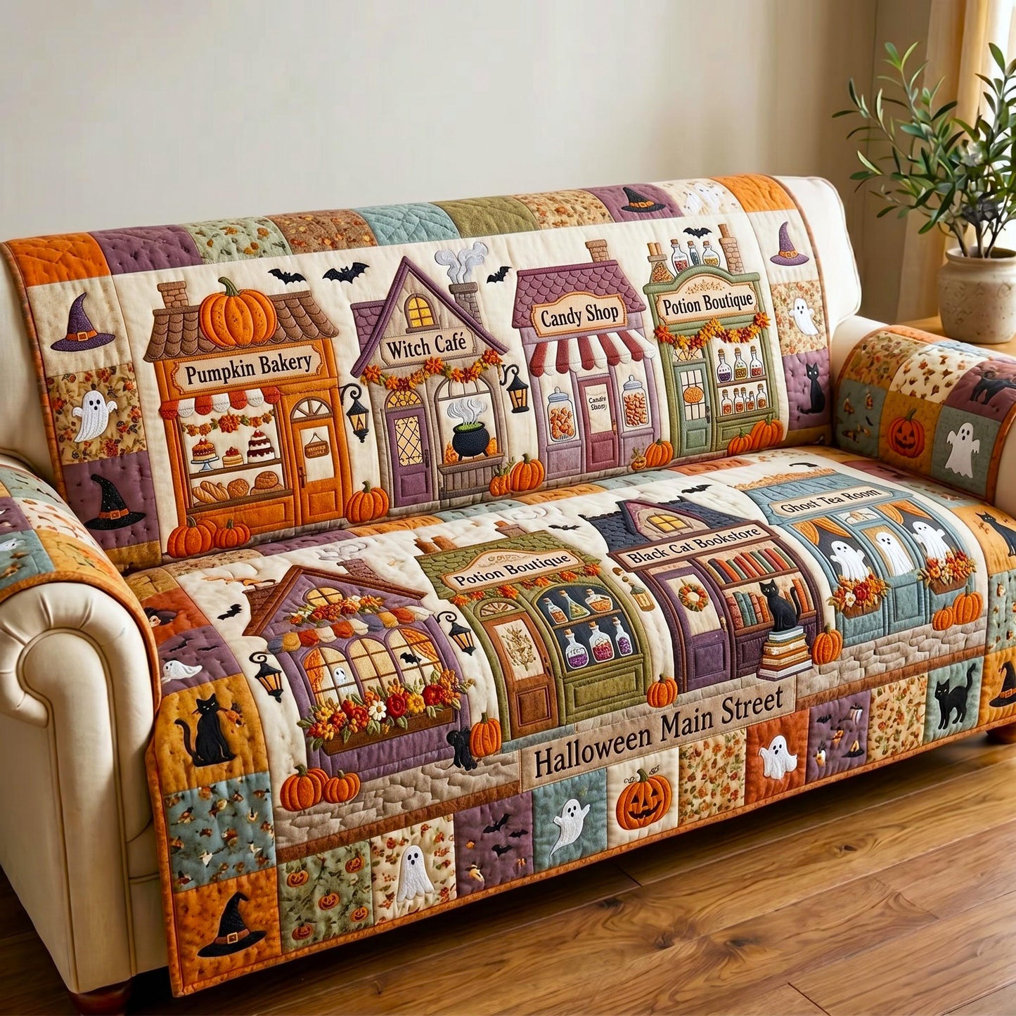 Pumpkin Patch Quilted Sofa Cover GFTOMA12355