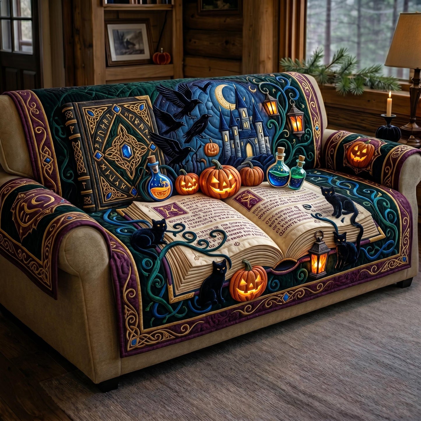 Pumpkin Magic Quilted Sofa Cover GFTOMA12397