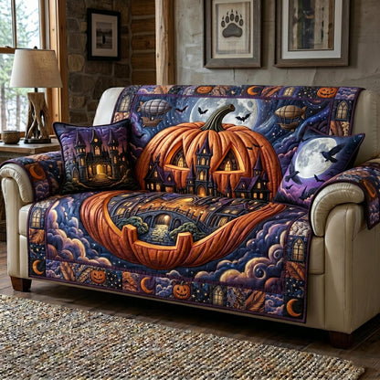 Midnight Pumpkin Quilted Sofa Cover GFTOMA12398