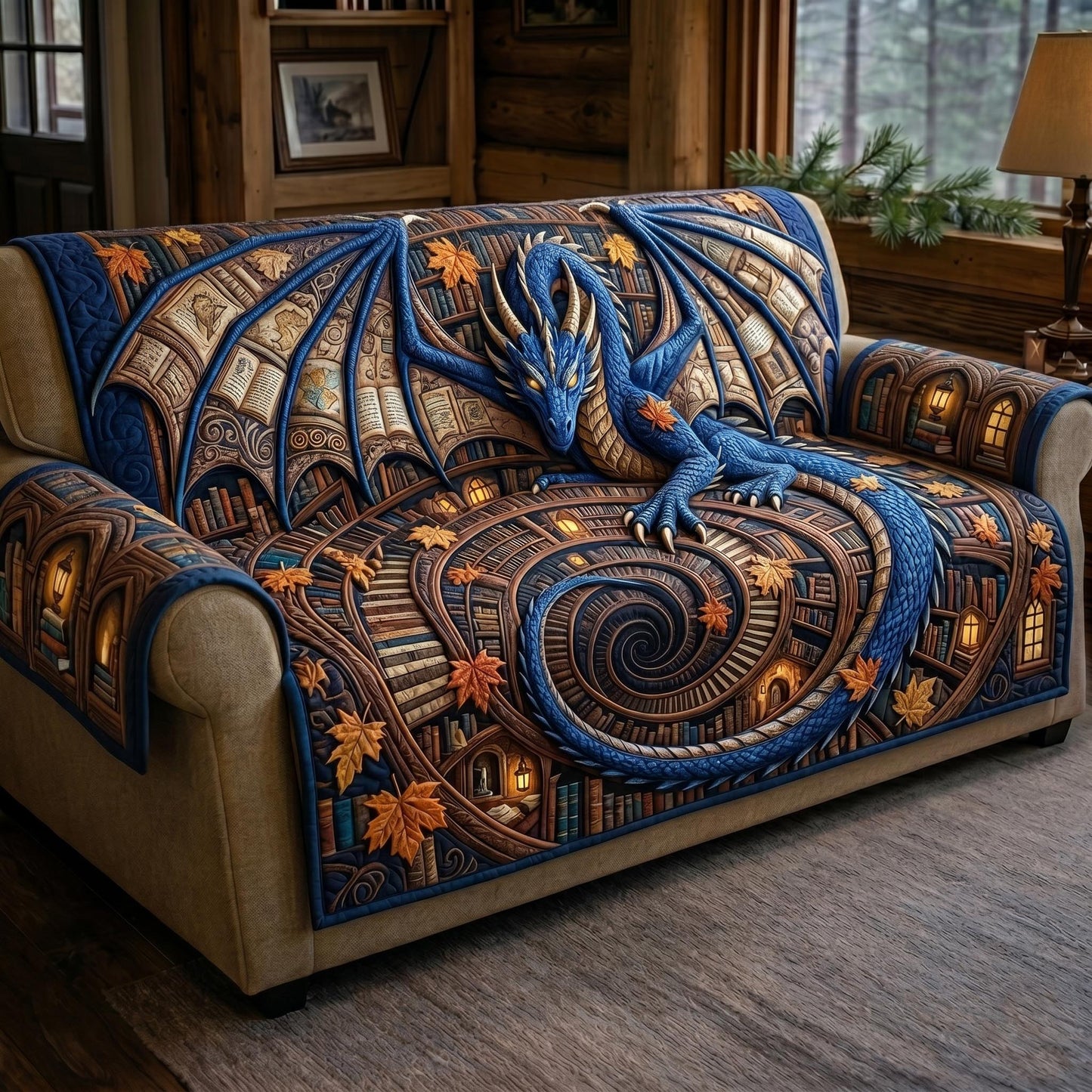 Mystic Library Quilted Sofa Cover GFTOMA12403