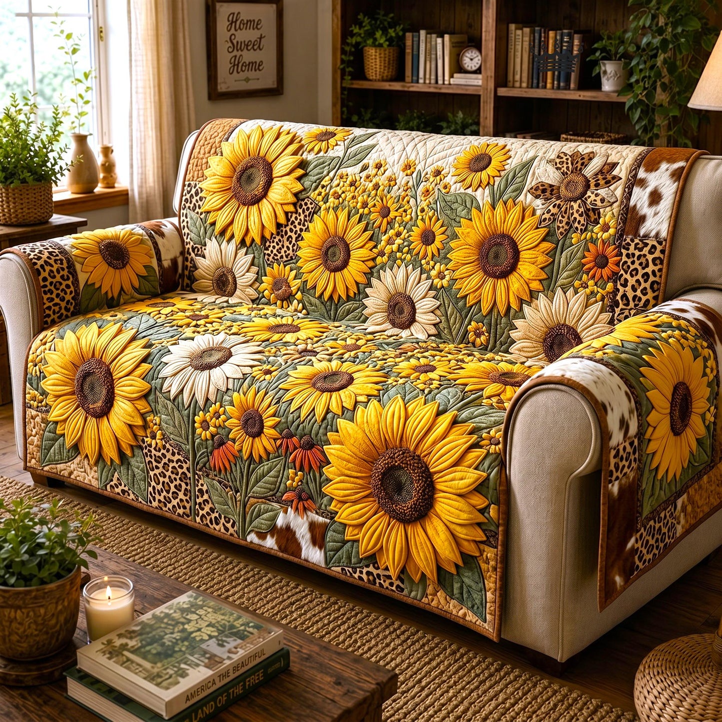 Sunflower Safari Quilted Sofa Cover GFTOMA12432