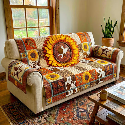 Sunflower Bliss Quilted Sofa Cover GFTOMA12433