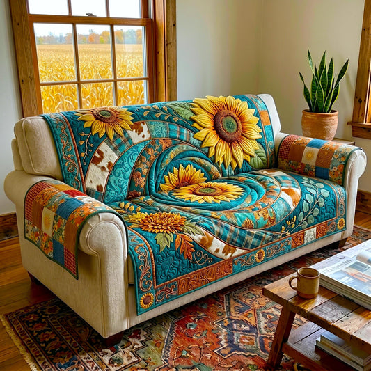 Sunflower Fields Quilted Sofa Cover GFTOMA12436
