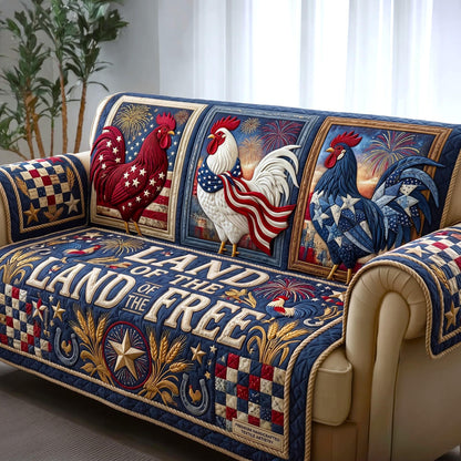 Freedom Rooster Quilted Sofa Cover GFTOMA12438