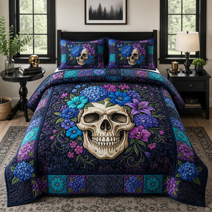Midnight Skull 3-Piece Quilted Bedding Set GFTOMA12481