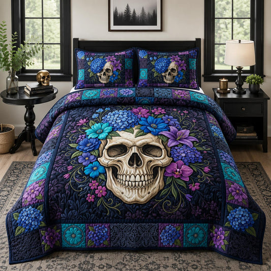 Midnight Skull 3-Piece Quilted Bedding Set GFTOMA12481