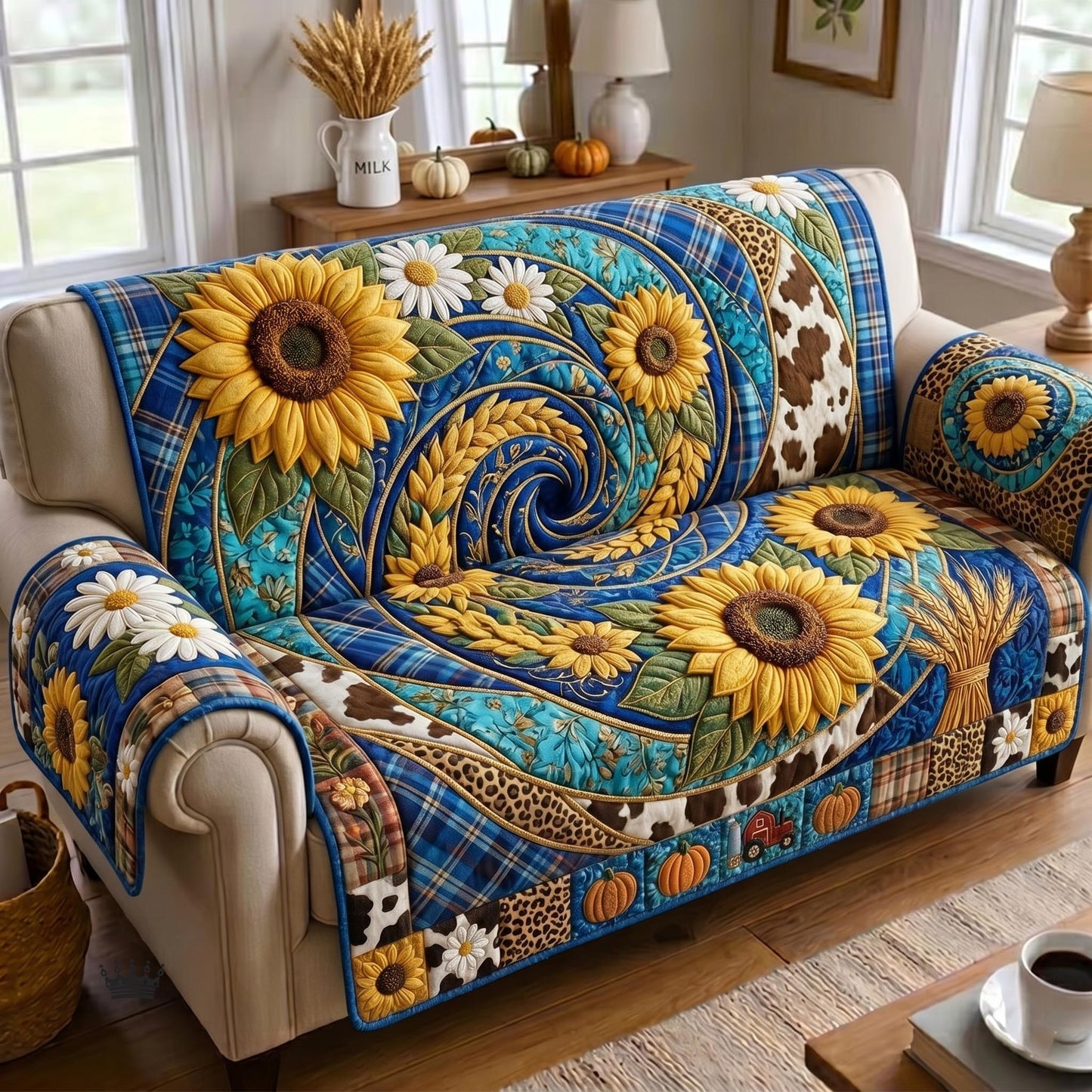 Sunflower Safari Quilted Sofa Cover GFTOMA12599