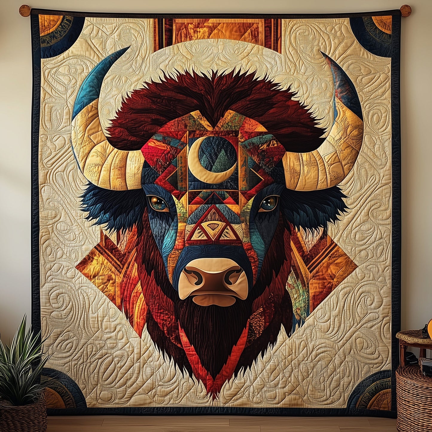 Native American Bison Quilted Blanket GFTOMA126